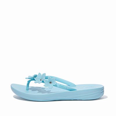 Fitflop Women's IQUSHION Flower Flip Flops - Blue, RE4276015